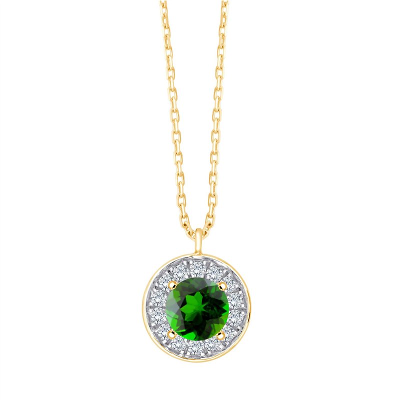 Collier serti clos pierre fine et diamant en or 18 carats