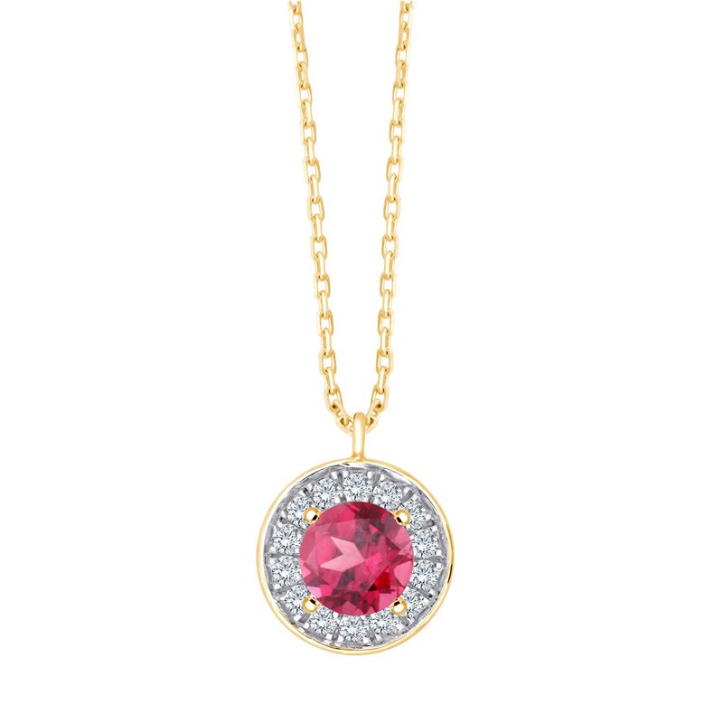Collier serti clos pierre fine et diamant en or 18 carats