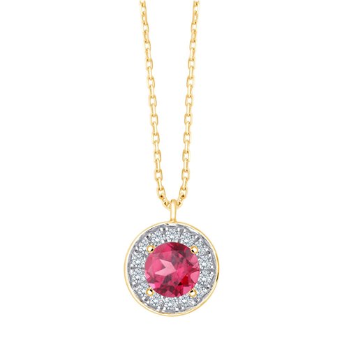 Collier serti clos pierre fine et diamant en or 18 carats