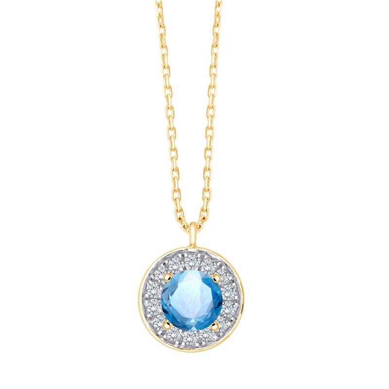 Collier serti clos pierre fine et diamant en or 18 carats