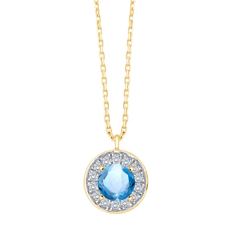 Collier serti clos pierre fine et diamant en or 18 carats