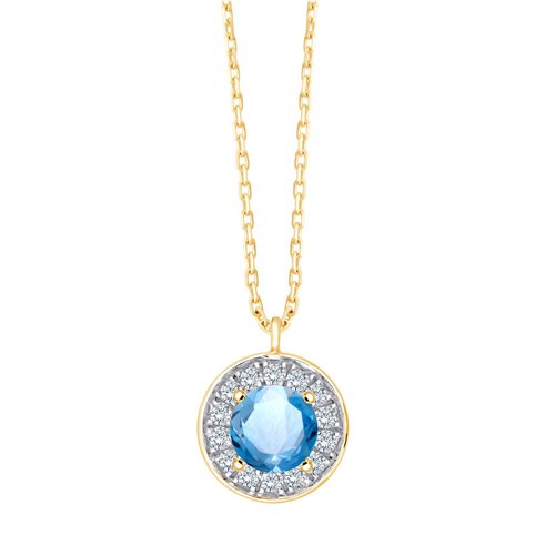 Collier serti clos pierre fine et diamant en or 18 carats