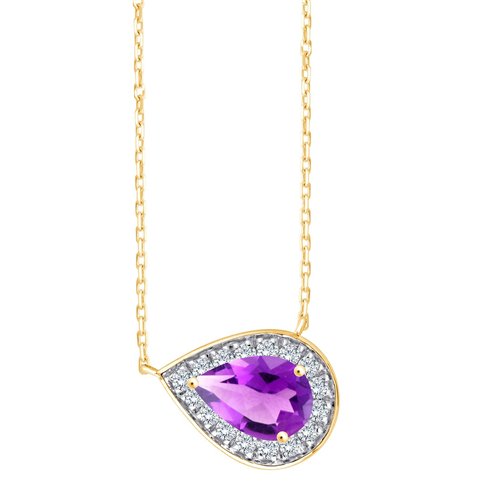Collier pierre fine et diamant en or 18 carats