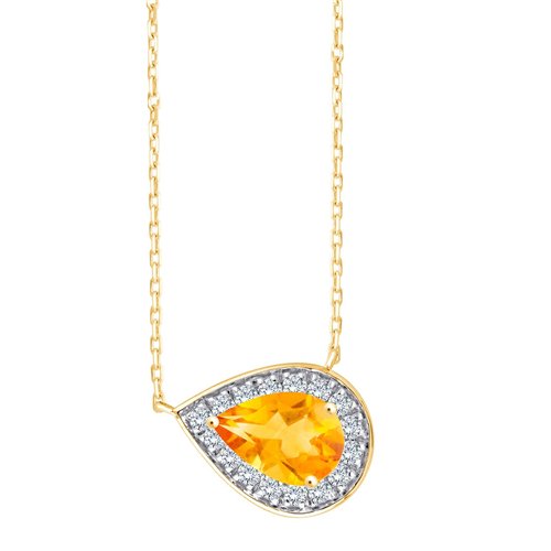 Collier pierre fine et diamant en or 18 carats