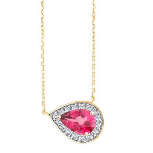 Collier toi et moi pierre fine et diamant en or 18 carats