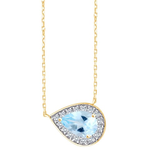 Collier serti clos pierre fine et diamant en or 18 carats