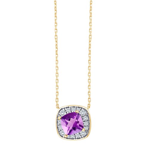 Collier serti clos pierre fine et diamant en or 18 carats