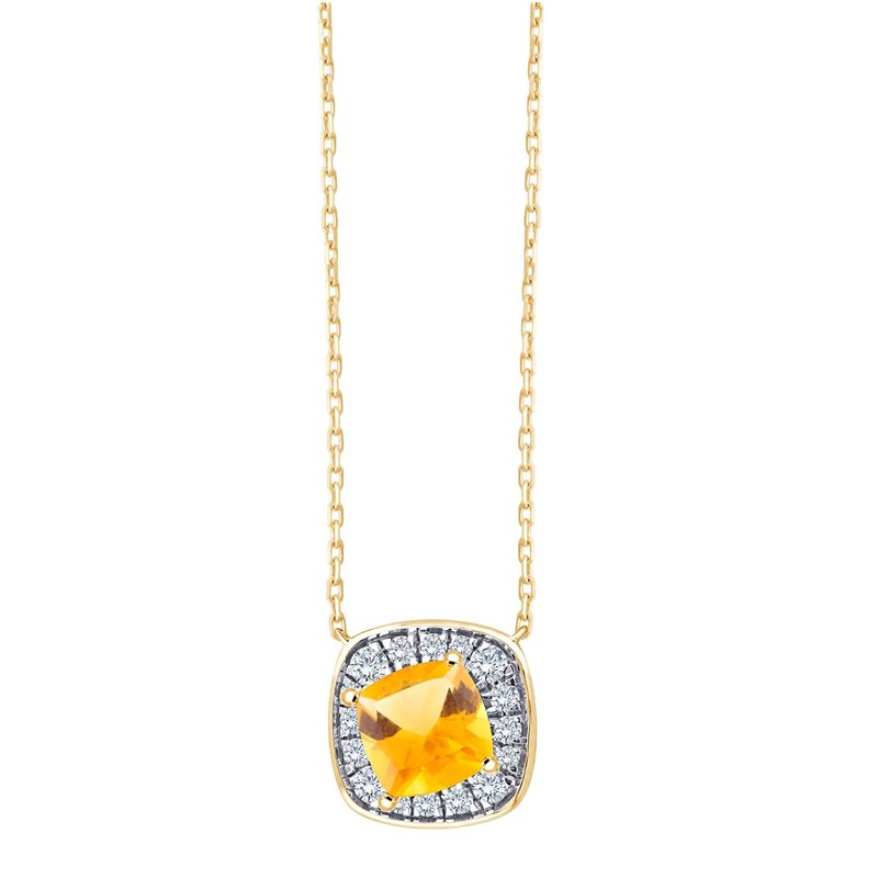 Collier serti clos pierre fine et diamant en or 18 carats