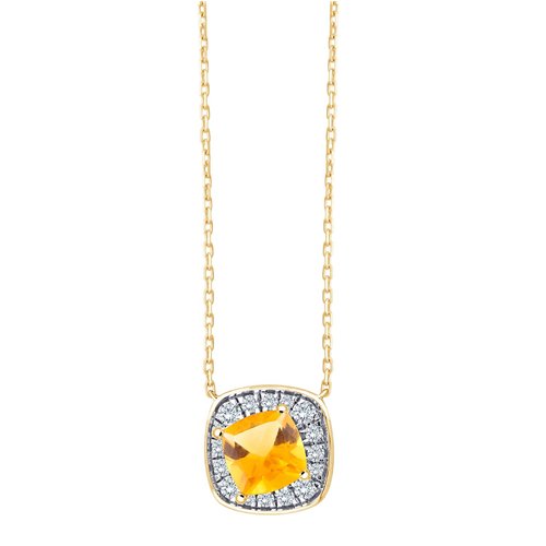 Collier serti clos pierre fine et diamant en or 18 carats