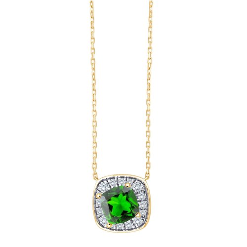 Collier serti clos pierre fine et diamant en or 18 carats