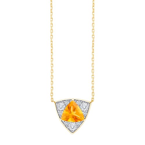 Collier trilogie pierre fine et diamant en or 18 carats