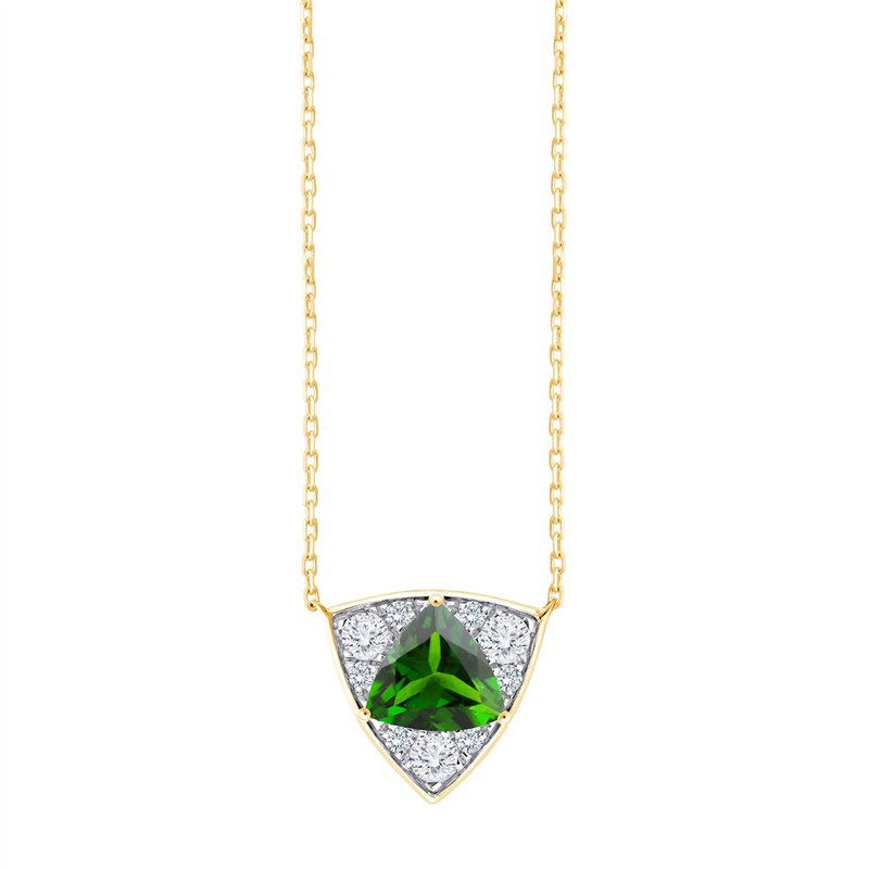 Collier trilogie pierre fine et diamant en or 18 carats