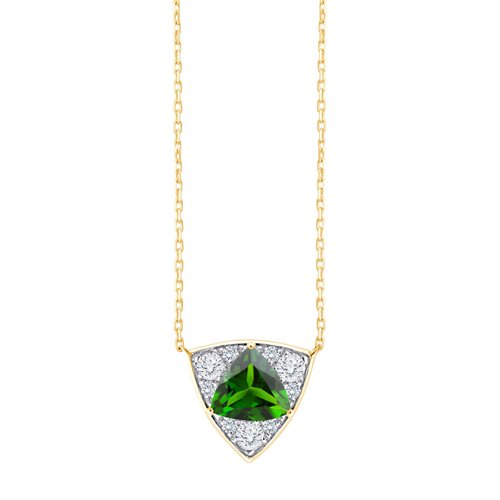 Collier trilogie pierre fine et diamant en or 18 carats