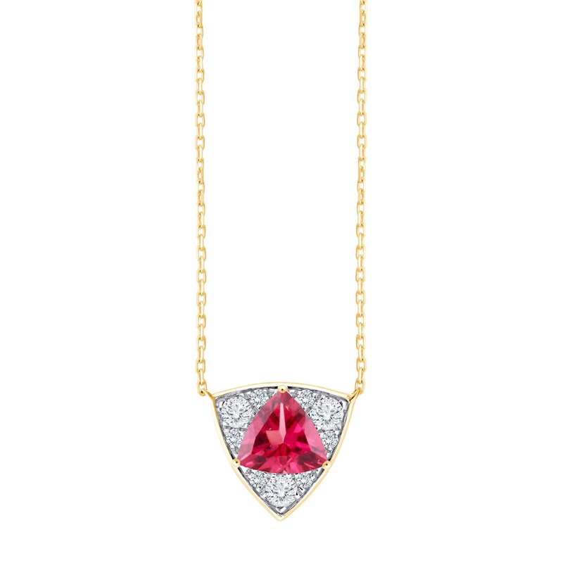 Collier trilogie pierre fine et diamant en or 18 carats