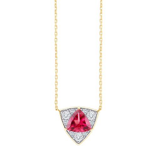 Collier trilogie pierre fine et diamant en or 18 carats