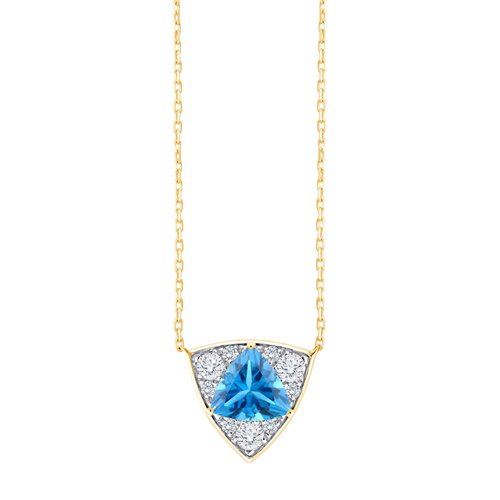 Collier trilogie pierre fine et diamant en or 18 carats