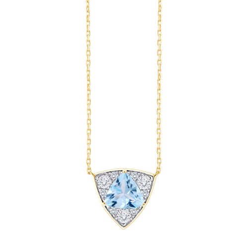 Collier trilogie pierre fine et diamant en or 18 carats