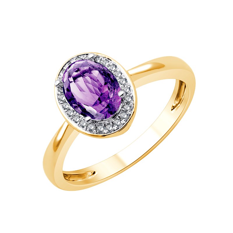 Bague serti clos pierre fine et diamant en or 18 carats