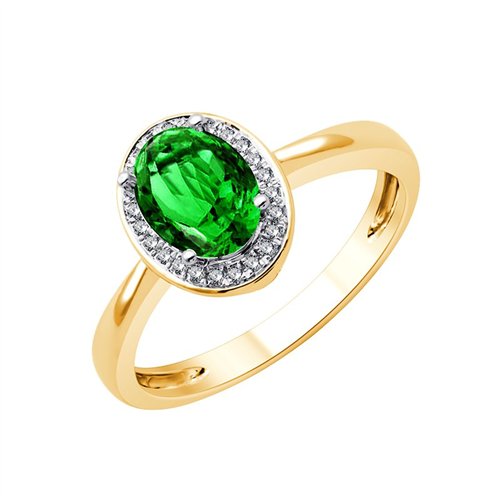 Bague serti clos pierre fine et diamant en or 18 carats