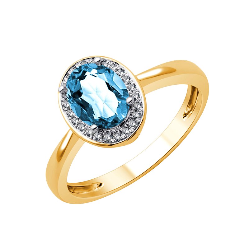 Bague serti clos pierre fine et diamant en or 18 carats