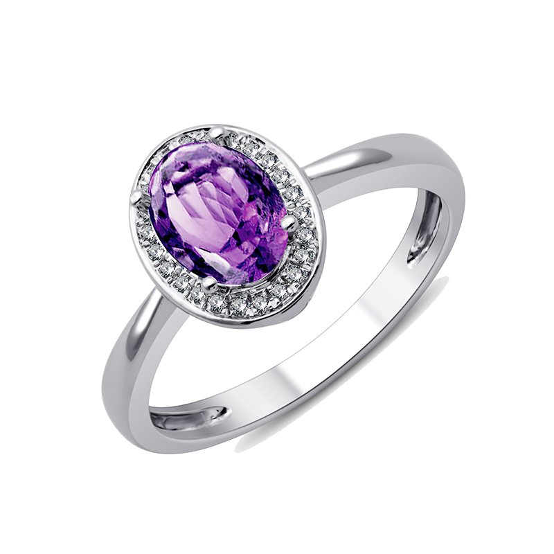 Bague pierre fine et diamant en or 18 carats