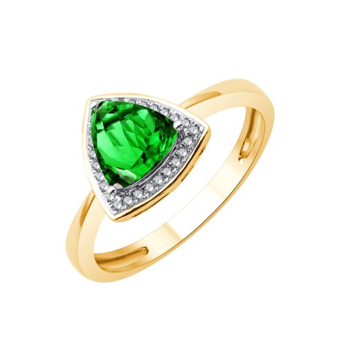 Bague pierre fine et diamant en or 18 carats
