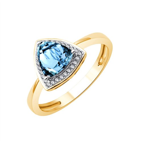 Bague toi et moi pierre fine et diamant en or 18 carats