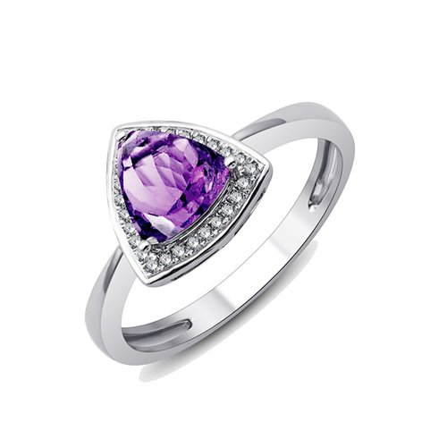Bague pierre fine et diamant en or 18 carats
