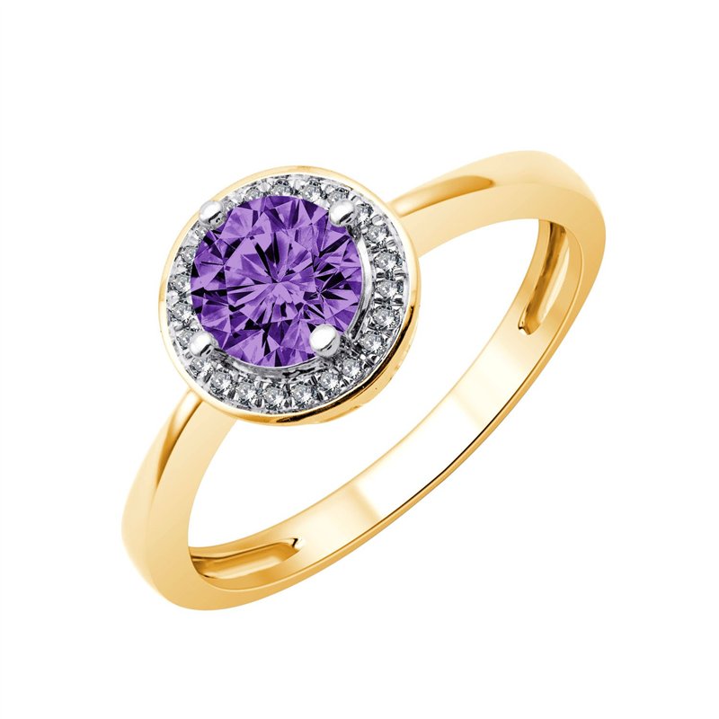 Bague serti clos pierre fine et diamant en or 18 carats
