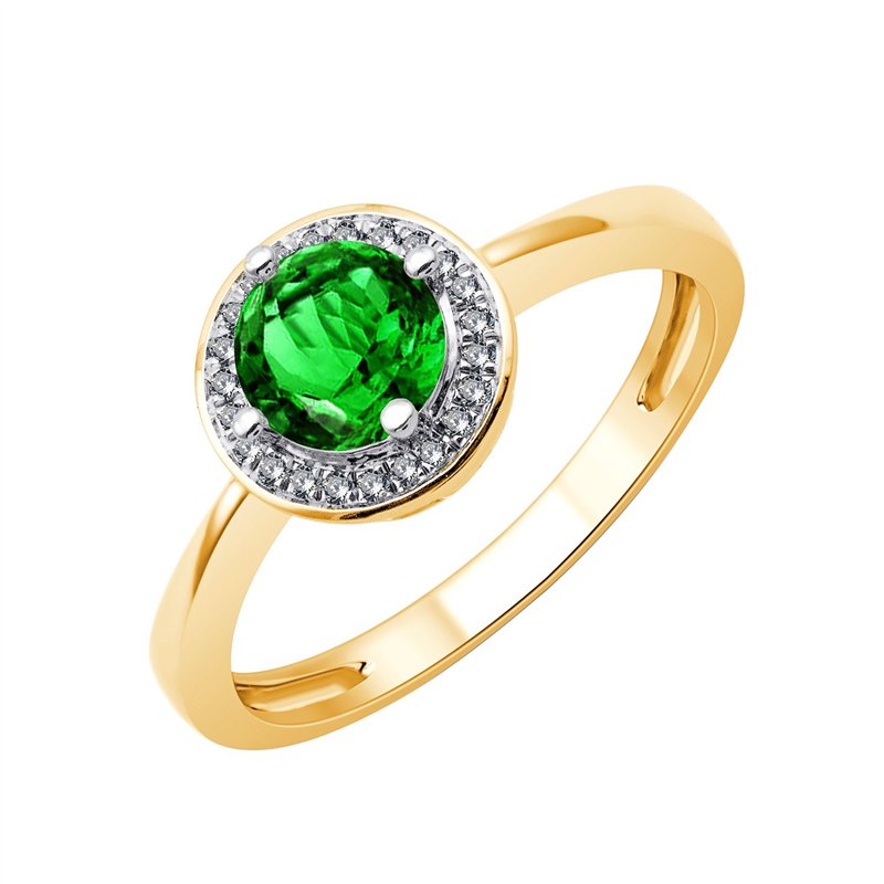 Bague serti clos pierre fine et diamant en or 18 carats