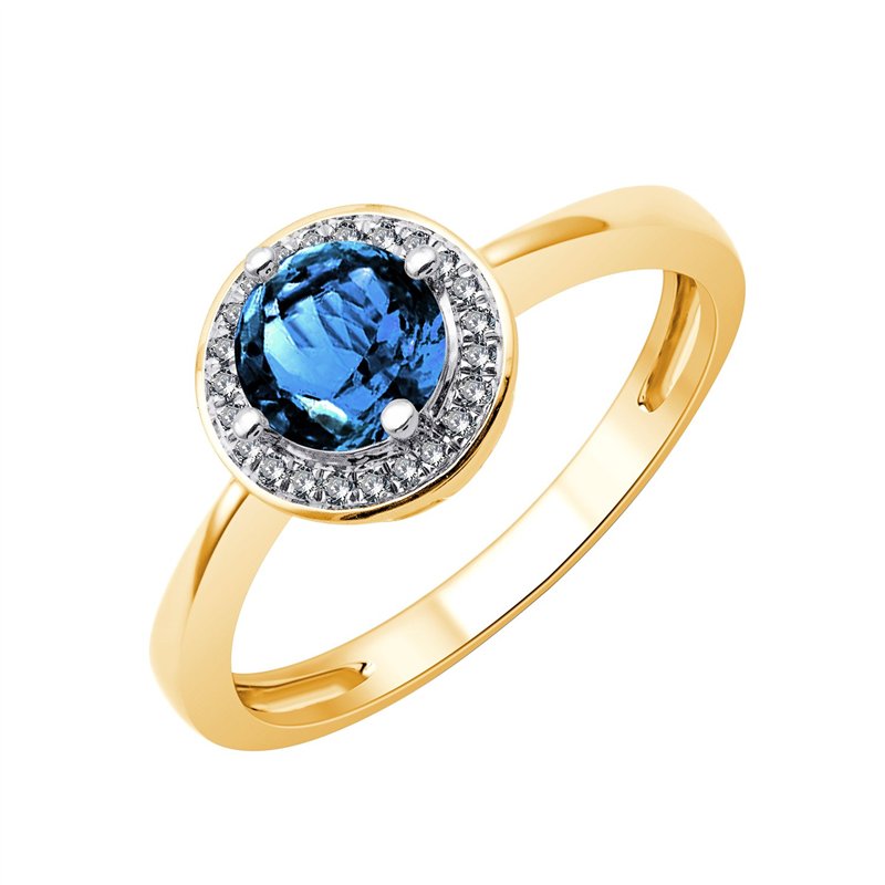 Bague serti clos pierre fine et diamant en or 18 carats