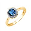 Bague serti clos pierre fine et diamant en or 18 carats