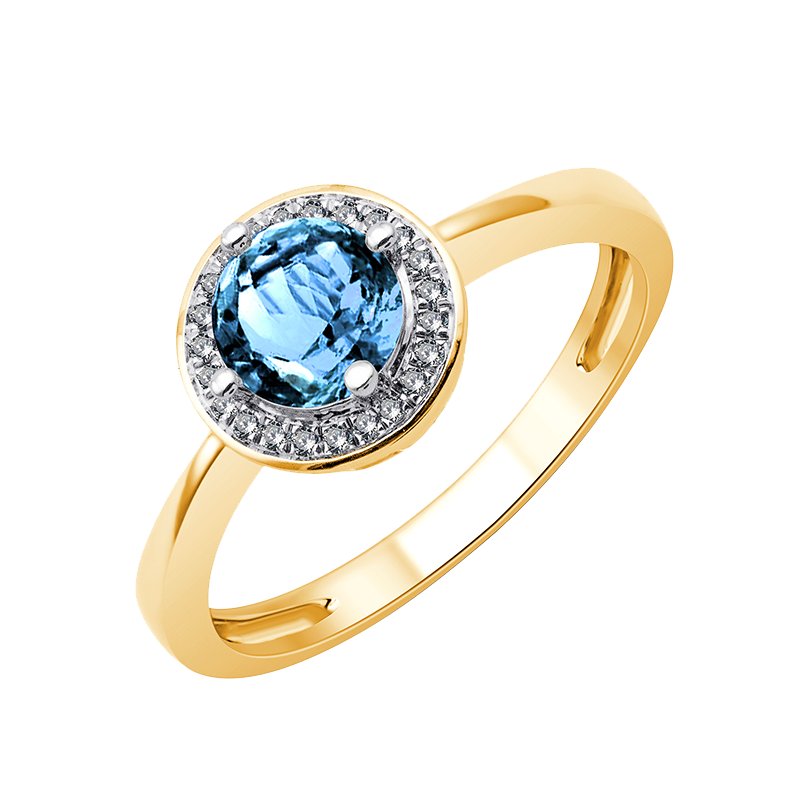 Bague serti clos pierre fine et diamant en or 18 carats