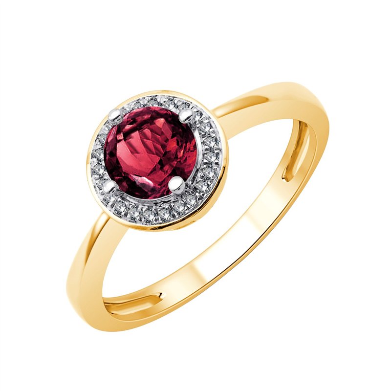 Bague serti clos pierre fine et diamant en or 18 carats