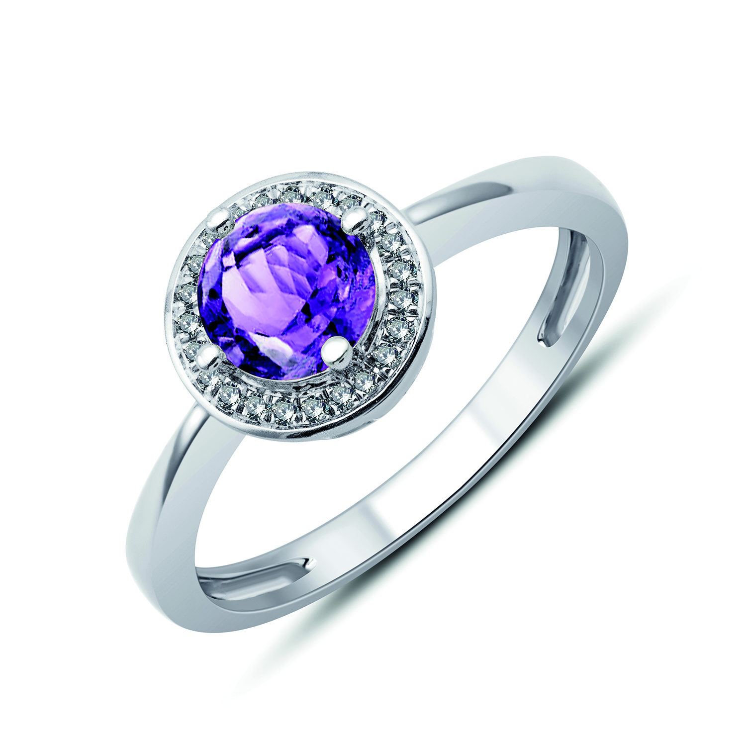 Bague serti clos pierre fine et diamant en or 18 carats