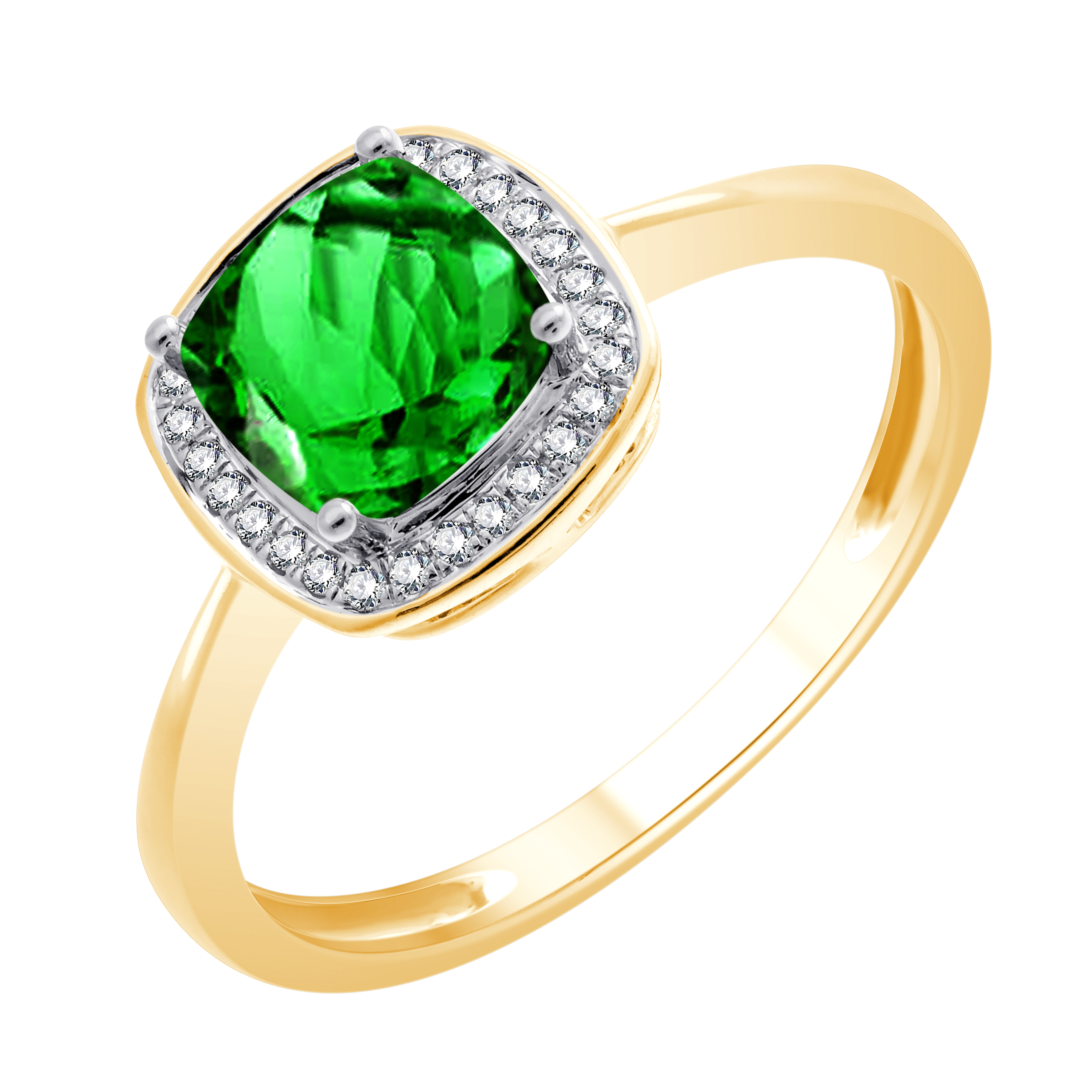 Bague serti clos pierre fine et diamant en or 18 carats