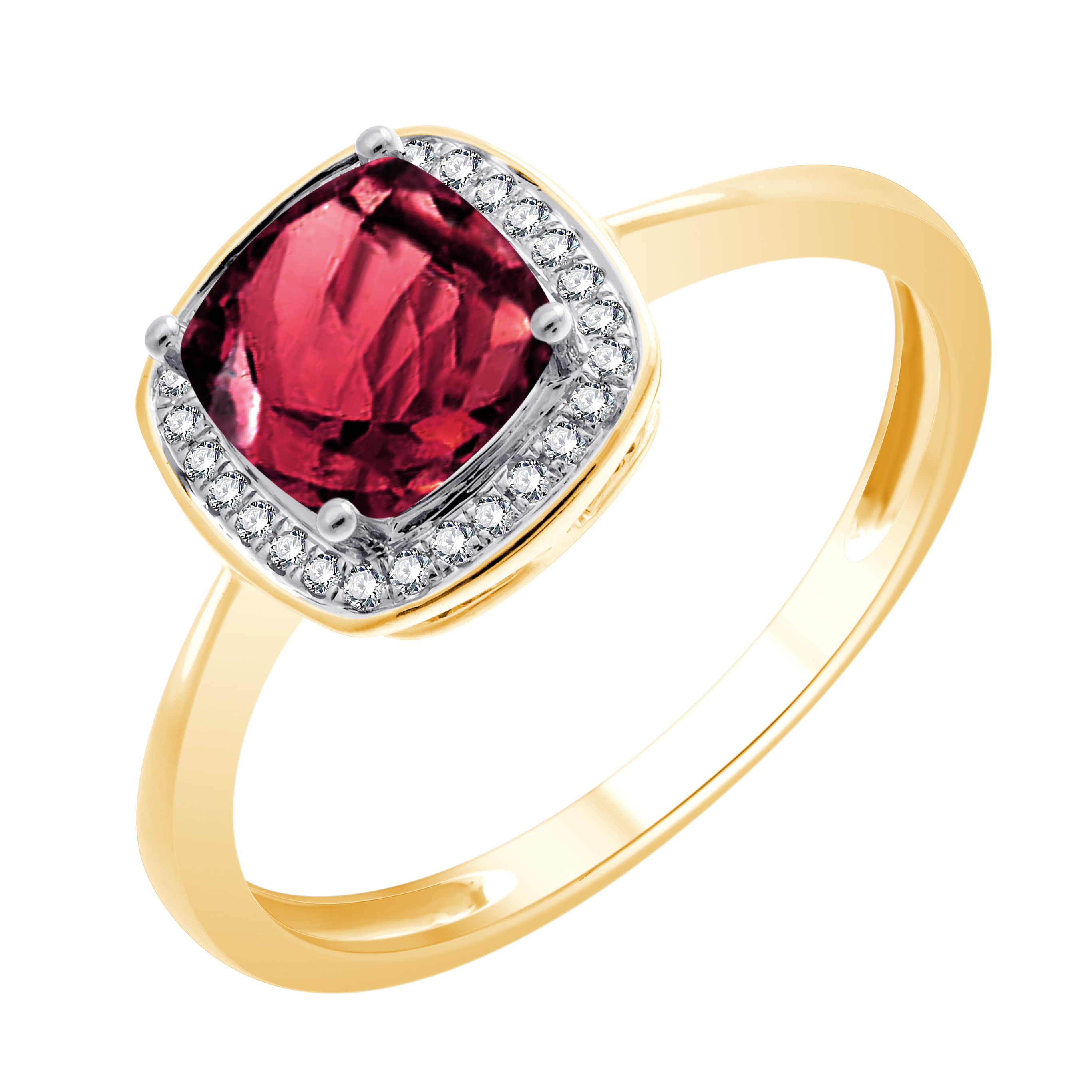 Bague serti clos pierre fine et diamant en or 18 carats