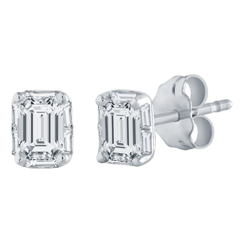Boucles d'oreilles Caprice diamant et émeraude en or 18 carats