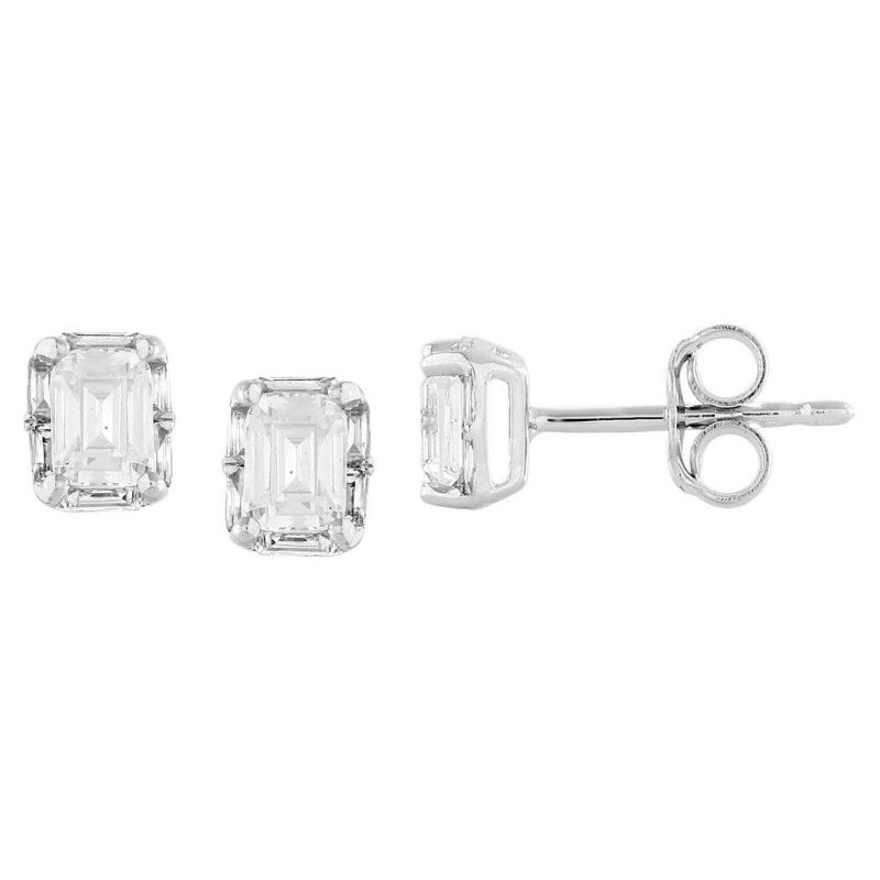 Boucles d'oreilles Caprice diamant et émeraude en or 18 carats