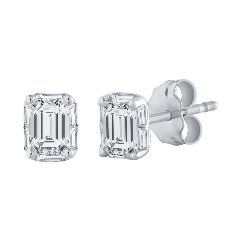 Boucles d'oreilles Caprice diamant et émeraude en or 18 carats