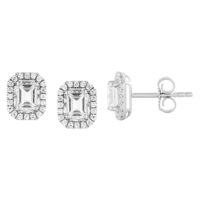Boucles d'oreilles Caprice diamant et émeraude en or 18 carats