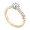 Solitaire entouré Caprice serti clos diamant et émeraude en or 18 carats