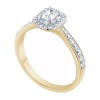 Solitaire entouré Caprice serti clos diamant et émeraude en or 18 carats