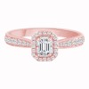 Solitaire entouré Caprice serti clos diamant et émeraude en or 18 carats