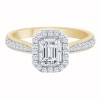 Solitaire entouré Caprice trilogie diamant et émeraude en or 18 carats