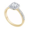 Solitaire entouré Caprice trilogie diamant et émeraude en or 18 carats