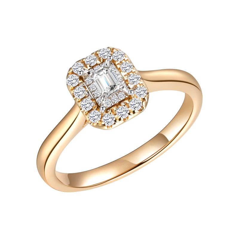 Solitaire entouré Caprice diamant et émeraude en or 18 carats