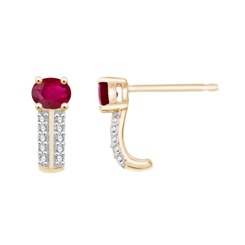 Boucles d'oreilles serti clos rubis et diamant en or 18 carats