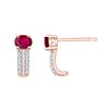 Boucles d'oreilles serti clos rubis et diamant en or 18 carats