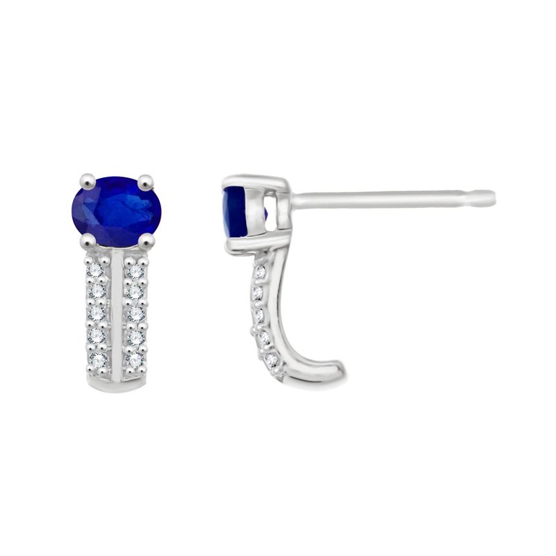 Boucles d'oreilles saphir et diamant en or 18 carats